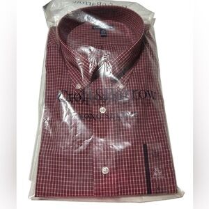 New Croft Barrow Shirt Mens XL Button Up L/S  Pocket Red Check Classic Fit BNWT